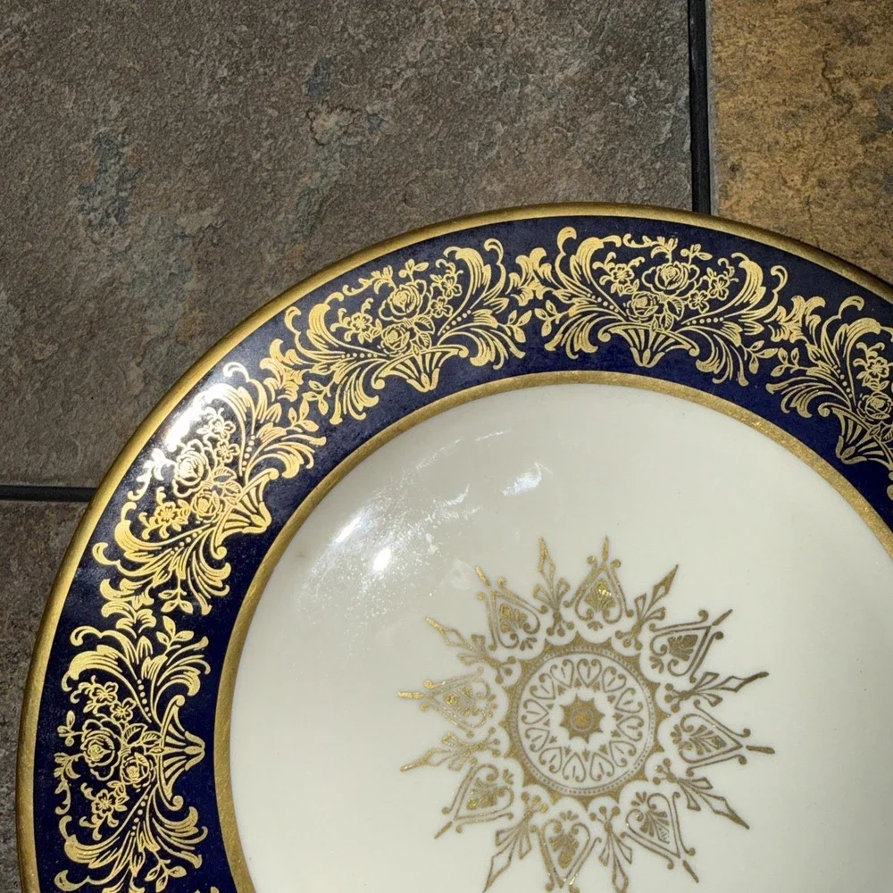 Alka Bavaria Gold Gilt Leaf & Cobalt Blue 7 7/8 Inch Plate Circa 1938-1958
